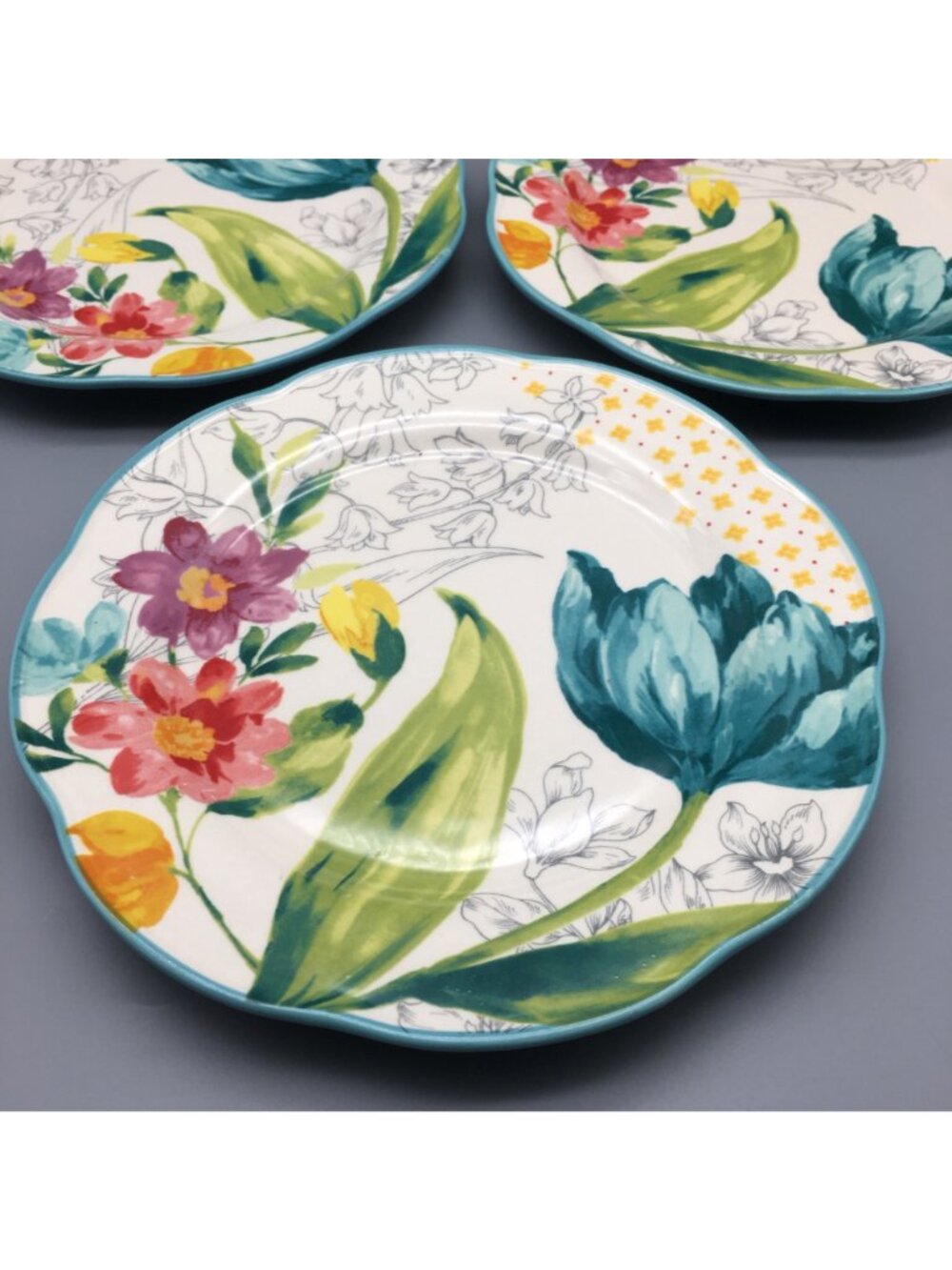 Lot 3 Pioneer Women Blooming Banquet Salad Plates Farmhouse Decor - Picture 2 of 8
